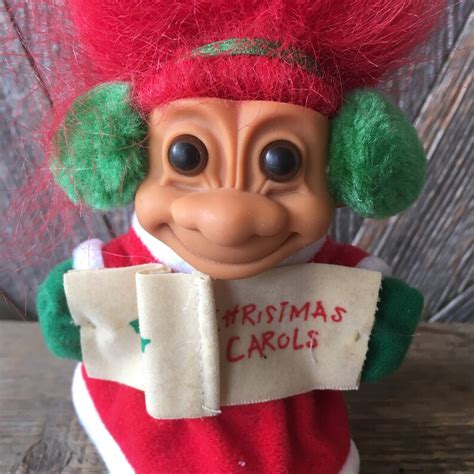 Vintage Christmas Caroler Troll Doll Decoration Winter Etsy