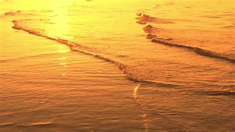 Waves On Sandy Beach At Sunset Sun Light On Tropical
