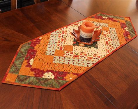 Autumn Braid Table Runner Quilt For Fall Decorating Tan Gold Rust