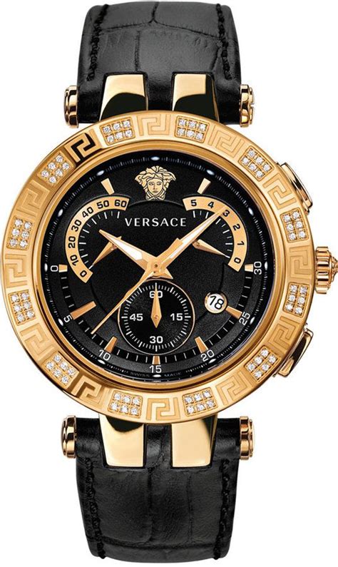 Versace Mens Swiss Chronograph V Race Diamond 25 Ct Tw Black