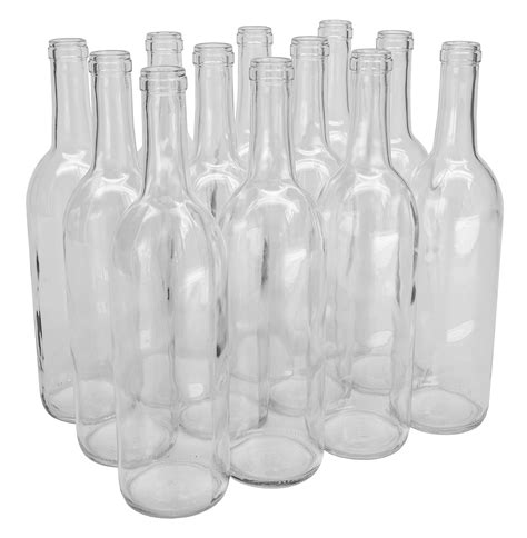 New Clear Glass Wine Bottles Flat Bottomed Cork Finish 750ml Empty Bottle 12 Pcs Ebay