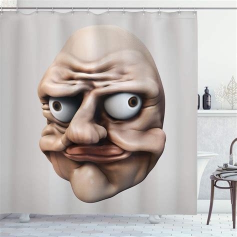 Ambesonne Humor Shower Curtain Grumpy Internet Troll Face