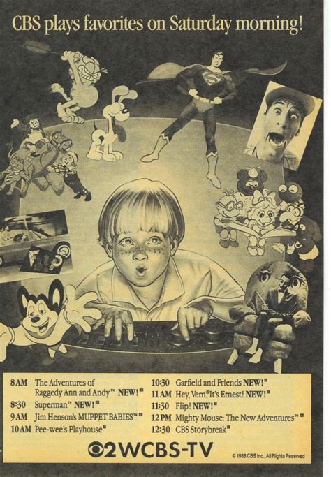 1988 Tv Guide Ad For The Cbs Saturday Morning Lineup Saturday Morning