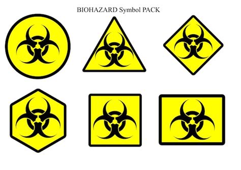 Paquete de etiquetas de símbolo de riesgo biológico Vector Premium