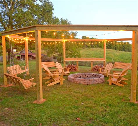 Relaxing swings around fire pit great this diy backyard pergola with swings 12 fire pit swing plans guide patterns how to make swings around a fire pit porch swing fire pit with images fire pit seating ideas for your outdoor. This DIY Backyard Pergola With Swings Is The Perfect Piece ...