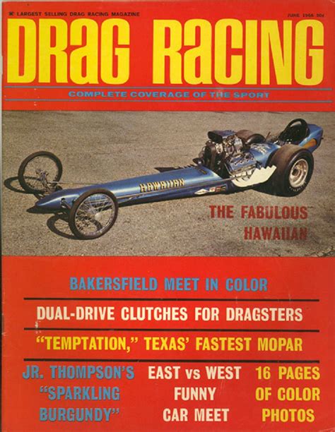 Photo Hawaiian Cover Of Drag Racing June 1966 Roland Leongs The