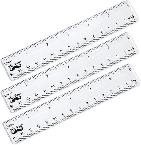 Mr Pen Ruler 6 Inch Ruler Pack Of 3 Clear Ruler Plastic Ruler
