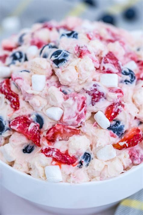 Red White And Blue Cheesecake Salad Video Sweet And