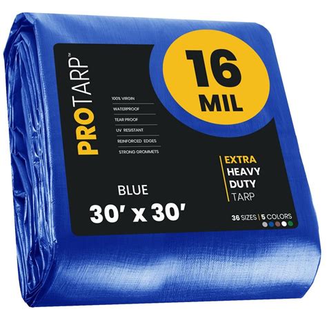 Protarp 30 Ft X 30 Ft Blue Polyethylene Heavy Duty 16 Mil Tarp