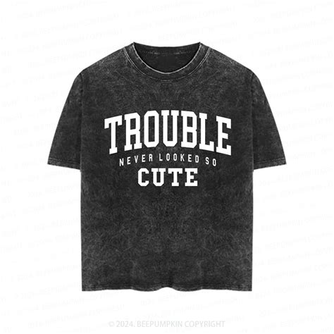 Trouble Never Looked So Cute Toddler&Kids Washed Tees Sale-Beepumpkin™