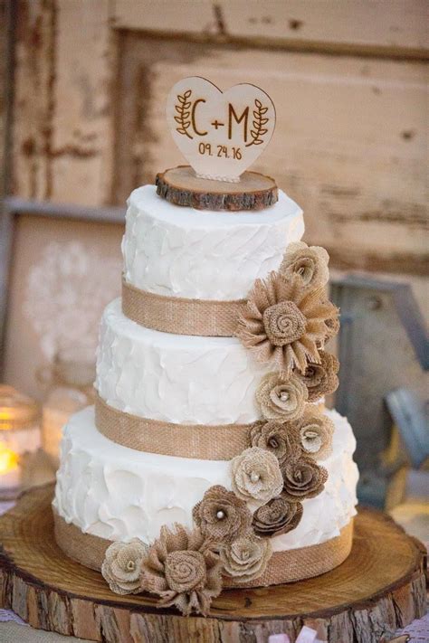 Rustic Wedding Cake Rustic Wedding Burlap Cake Cake Topper Burlap