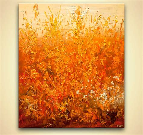 Painting Orange Cream Floral Abstract Painting Modern