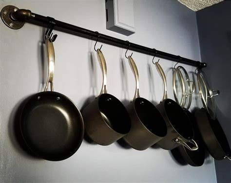 Kitchen Pots And Pans Hanging Wall Storage Hanging Rack Etsy In 2020