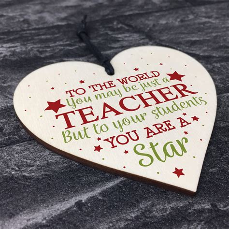 thank you teacher t wooden heart leaving goodbye nursery