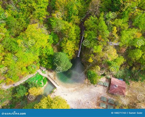 Erfelek Waterfall Aerial View Sinop Turkey Stock Image Image Of