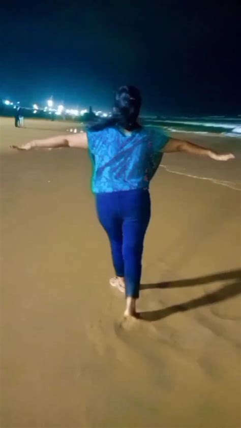 Indian Beautiful Girl Night Time Enjoying Beach Big Ass