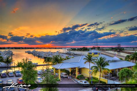 Stuart City Florida Sunset Over Marina Hdr Photography By Captain Kimo