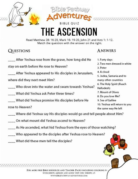 The Ascension Bible Quiz For Kids Free Download Hebrewforkids