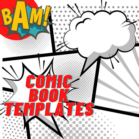 Comic Book Strip Templates Superhero Cartoon Blank Digital Paper