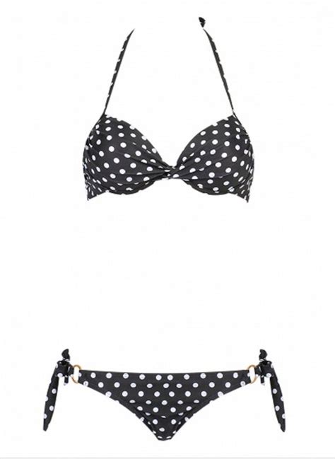 Black Polka Dot Print Halter Bikini Top And By Dalamariesboutique