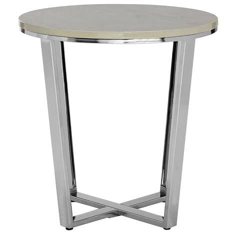 White Allure Round End Table Modern And Contemporary Furniture