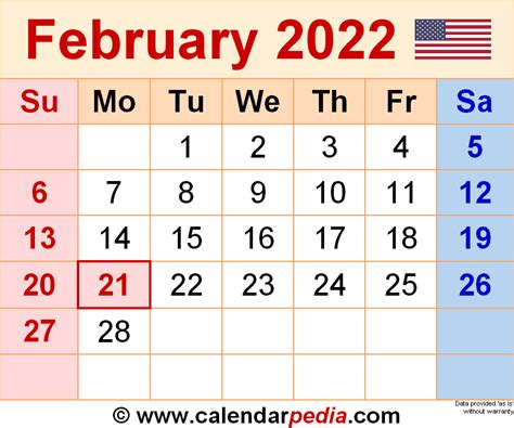 February 2022 Calendar Templates For Word Excel And Pdf