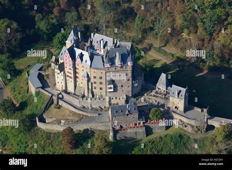 Aerial View Medieval Castle In A Wooded Environment Elz Castle