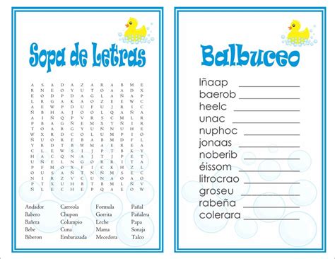 Juegos Para Baby Shower Sopa De Letras Para Imprimir Tengo Un Juego Images And Photos Finder