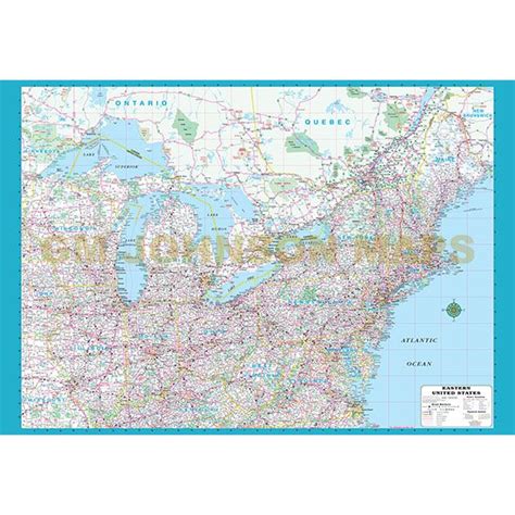 Eastern United States United States Highway Map Gm Johnson Maps