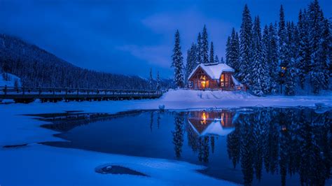 1920x1080 Resolution Forest House Covered In Snow 4k 1080p Laptop Full