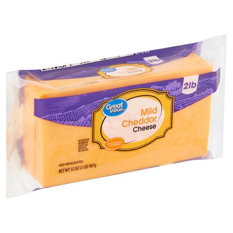 Great Value Gluten Free Whole Mild Cheddar Cheese 32 Oz