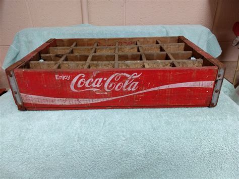 Antique Vtg Wooden Coca Cola 24 Bottle Crate Old Red Wood Coke Crate