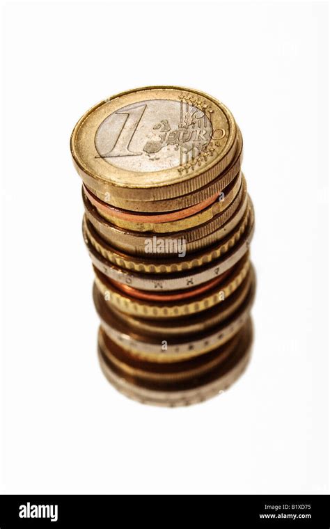 Stack Of Euro Coins On White Background Stock Photo Alamy