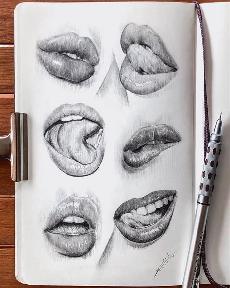Sketchbook Drawing Of Lips Mouth Close Up I Pencil Art Idea I Drawing Realistic Art