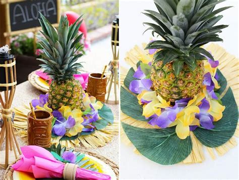 Find great deals on ebay for luau party decorations. DIY Pineapple Centerpieces | Luau centerpieces, Luau table decorations, Kids luau