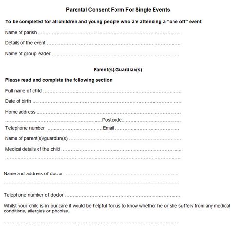 sample parental consent form  premium templates