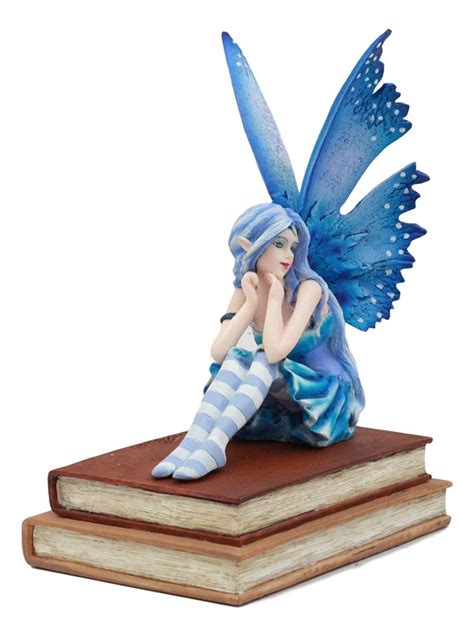 Ebros Amy Brown Pretty Blue Moon Scholar Book Muse Fairy Statue 65ta