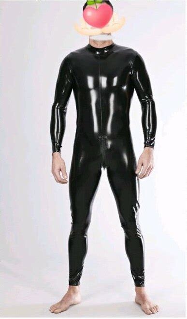 sexy full body black mens latex catsuit crotch zipper in teddies and bodysuits from novelty