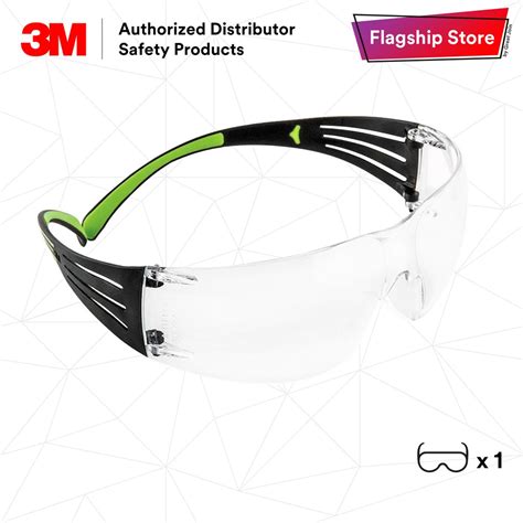 3m sf401af securefit lightest safety eyewear [clear lens black and lime temple 1 piece] eye psd
