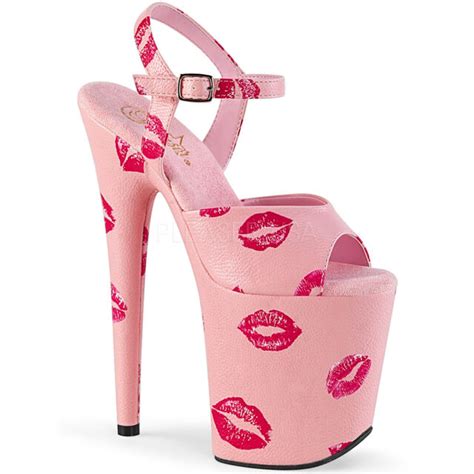 8 Pink Platform High Heels Red Kiss Lips Stripper Pole Dancer Shoes Flamingo Ebay