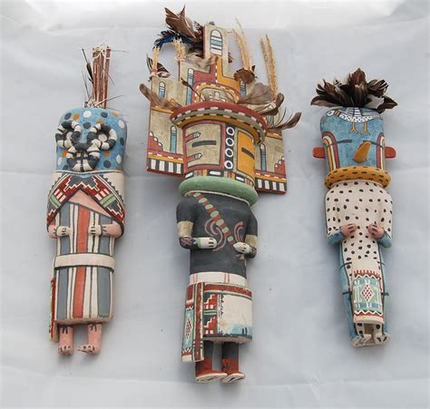 3 vtg old style traditional hopi kachina doll figurines clark tenakhongva cmt native american