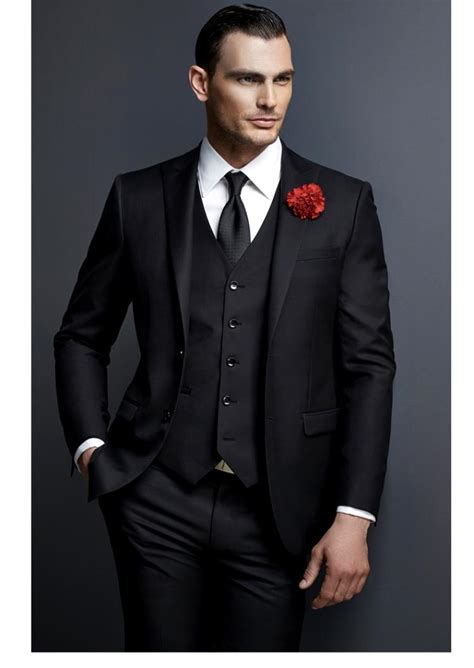 Custom Made Groom Tuxedo Black Groomsmen Peak Lapel Weddingdinner