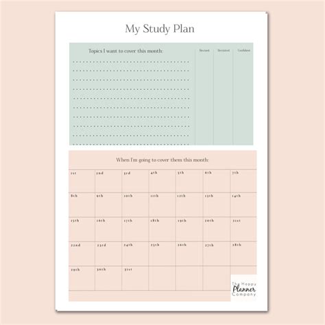 Free Printable Monthly Study Plan At The Happy Planner Company