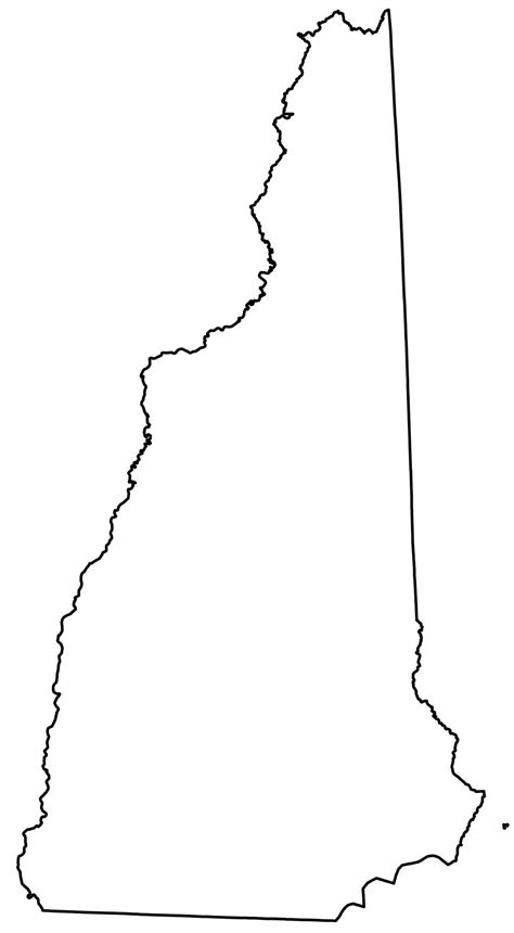 New Hampshire State Map Outline Sketch Coloring Page
