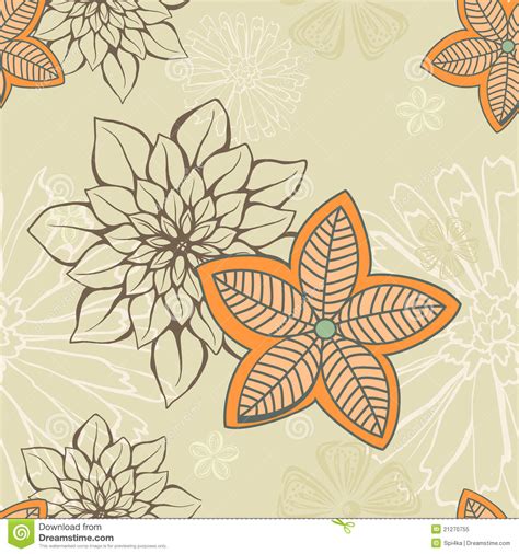 Hand Drawn Floral Seamless Pattern Stock Vector Illustration Of