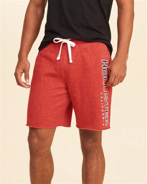 Hollister Classic Fit Fleece Shorts In Red For Men Lyst