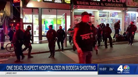 one dead suspect hospitalized in bronx bodega shooting nbc new york