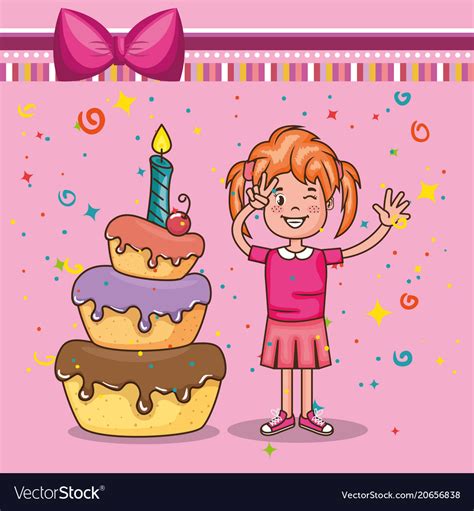 Happy Birthday Card With Little Girl Royalty Free Vector