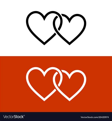 Download Two line style hearts together linked love symbol Vector Image