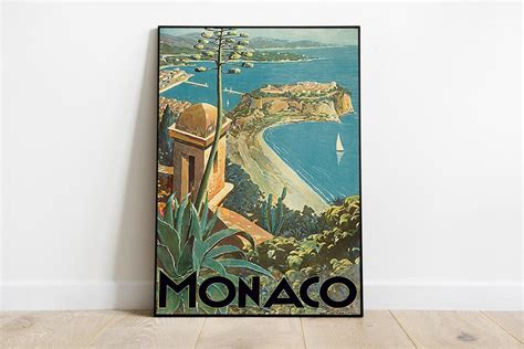 Monacomonaco Travel Poster Monaco Poster Monaco Painting Etsy